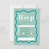 Invitation Retro turquoise courbe bleue squiggle ondulé rsvp (Devant)