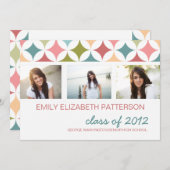 Invitation Retro Turquoise Pink Three (Devant / Derrière)