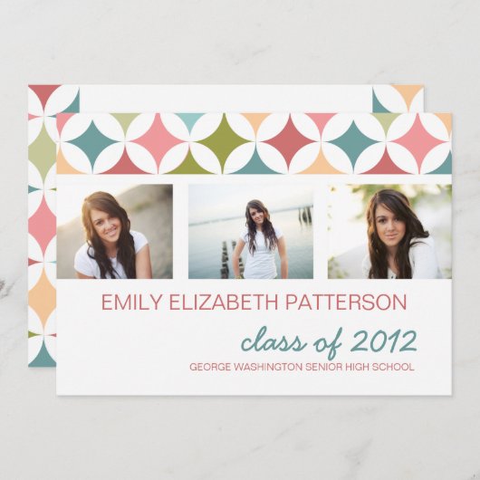 Invitation Retro Turquoise Pink Three (Devant / Derrière)