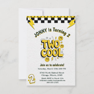 Invitation Retro Two Cool 2nd Birthday Party 