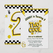 Invitation Retro Two Cool 2nd Birthday Party  (Devant / Derrière)