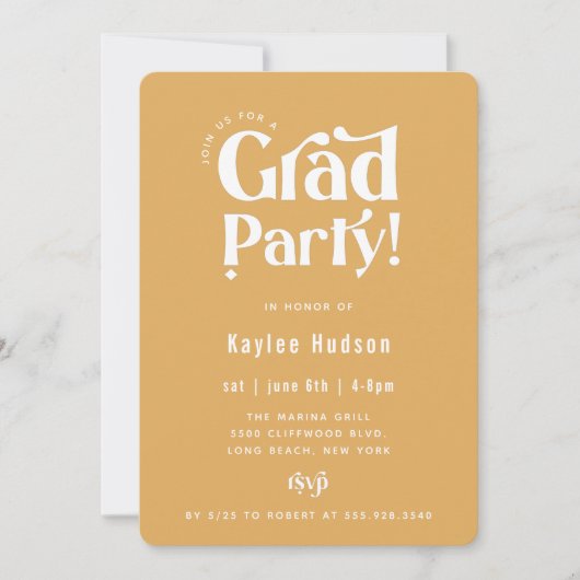 Invitation Retro Type Graduation Party (Devant)
