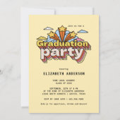 Invitation Retro Typographie Jaune Graduation Colorful Party (Dos)