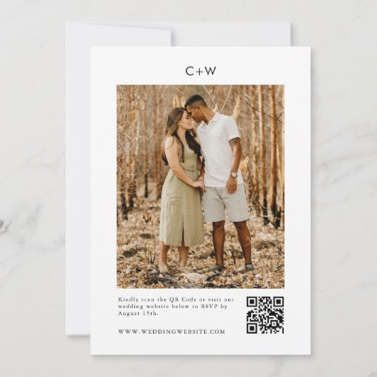 Invitation Retro Typographie Photo Qr Code Mariage (Dos)