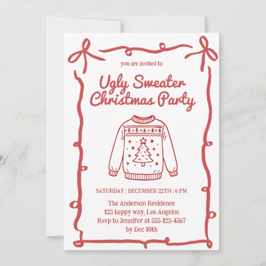 Invitation Retro Ugly Christmas Sweater Party (Devant)