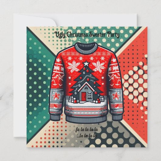 Invitation Retro Ugly Christmas Sweater Pop Art (Devant)
