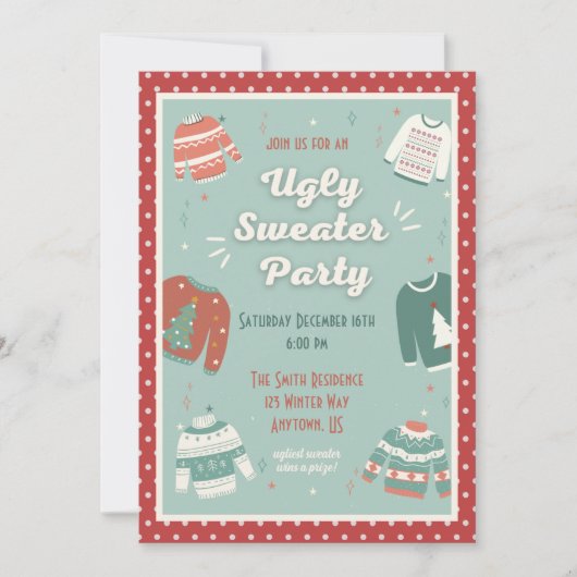 Invitation Retro Ugly Sweater Party (Devant)