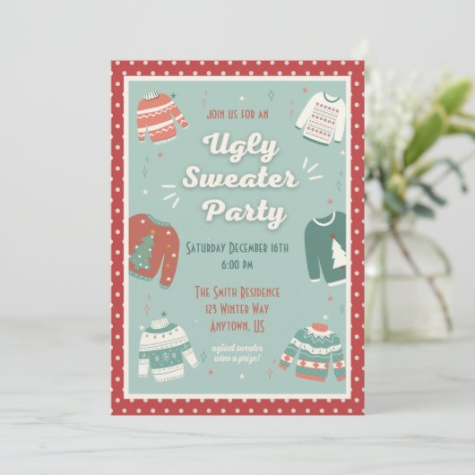 Invitation Retro Ugly Sweater Party (Debout devant)