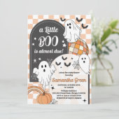 Invitation Rétro Un Petit Baby shower Boo Halloween (Debout devant)