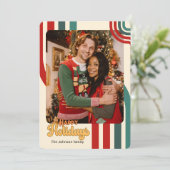 Invitation Retro Vacances Noël amis famille (Debout devant)