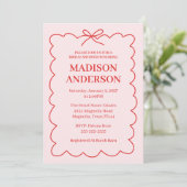 Invitation Retro Valentine Bridal Shower Red Pink (Debout devant)