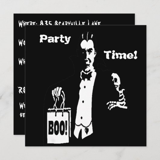 Invitation Retro Vampire Boo Party temps Trick-or-Traiter (Devant / Derrière)