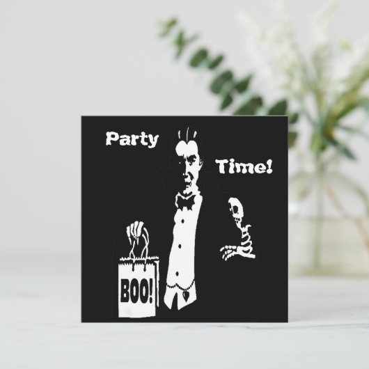 Invitation Retro Vampire Boo Party temps Trick-or-Traiter (Debout devant)