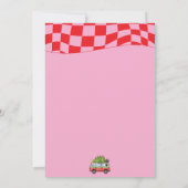 Invitation Retro Van Red Pink Checboard Noël Party (Dos)