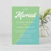Invitation Retro Vert Turquoise Couleur Bloc Mariage Décontra (Debout devant)