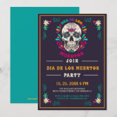 Invitation Retro Vibe Day Of The Dead, Dia De Los Muertos (Devant / Derrière)