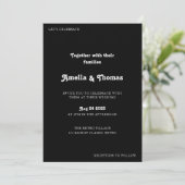 Invitation Retro Vibes Black Photo QR Code Mariage (Debout devant)