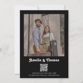 Invitation Retro Vibes Black Photo QR Code Mariage (Dos)