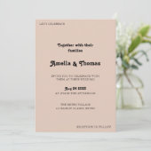 Invitation Retro Vibes Boho Beige Photo QR Code Mariage (Debout devant)