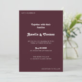 Invitation Retro Vibes Bourgogne Photo QR Code Mariage (Debout devant)