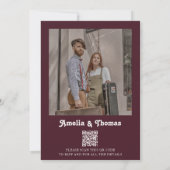 Invitation Retro Vibes Bourgogne Photo QR Code Mariage (Dos)