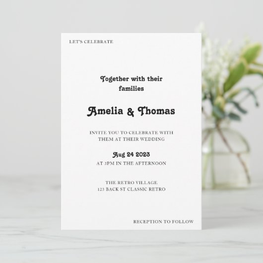 Invitation Retro Vibes Classic Photo QR Code Mariage (Debout devant)