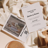 Invitation Retro Vibes Classic Photo QR Code Mariage
