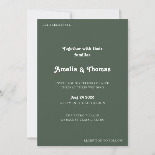Invitation Retro Vibes Dark Green Photo QR Code Mariage (Devant)