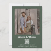 Invitation Retro Vibes Dark Green Photo QR Code Mariage (Dos)