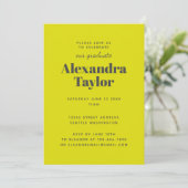 Invitation Retro Vibrant Jaune Plaid tendance fête de graduat (Debout devant)