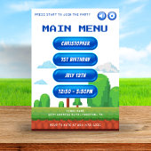 Invitation Retro Video Game Menu 1ère fête d'anniversaire