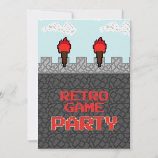 Invitation Retro Video Game Party (Devant)