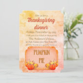 Invitation Retro Vieux Citrouille Pie Rustique Thanksgiving D (Debout devant)