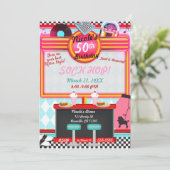 Invitation Retro Vintage 50's Cinquante dîner fête d'annivers (Debout devant)