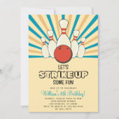 Invitation Retro Vintage Bowling Anniversaire de enfant Party (Devant)