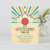 Invitation Retro Vintage Bowling Anniversaire de enfant Party (Debout devant)