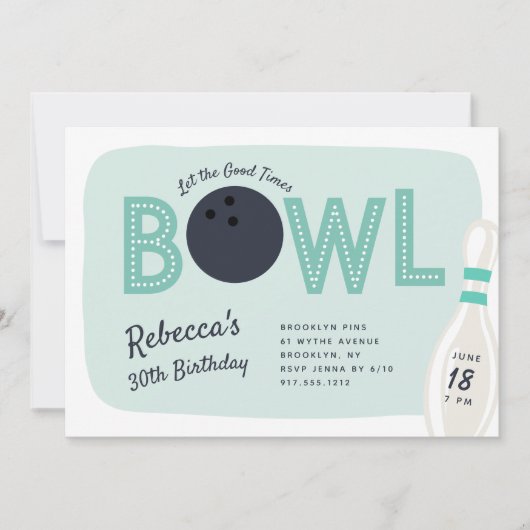 Invitation Retro Vintage Bowling Thème Anniversaire (Devant)