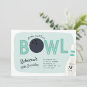 Invitation Retro Vintage Bowling Thème Anniversaire (Debout devant)