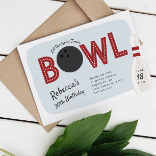 Invitation Retro Vintage Bowling Thème Anniversaire