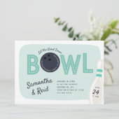 Invitation Retro Vintage Bowling Thème d'engagement (Debout devant)