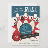 Invitation Retro Vintage Bowling Thème d'engagement (Devant)