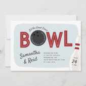 Invitation Retro Vintage Bowling Thème d'engagement (Devant)