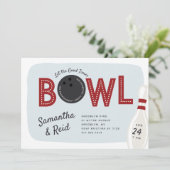 Invitation Retro Vintage Bowling Thème d'engagement (Debout devant)