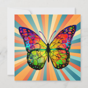 INVITATION RÉTRO VINTAGE BUTTERFLY ABSTRAIT