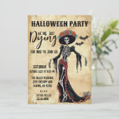 Invitation Retro Vintage Catrina Skeleton Halloween (Debout devant)