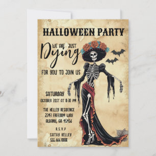 Invitation Retro Vintage Catrina Skeleton Halloween