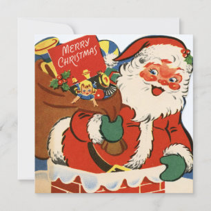 Invitation retro vintage Christmas Père Noël ajouter des info