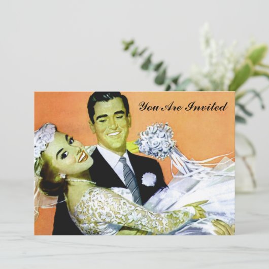 Invitation rétro, vintage, épousant (Debout devant)