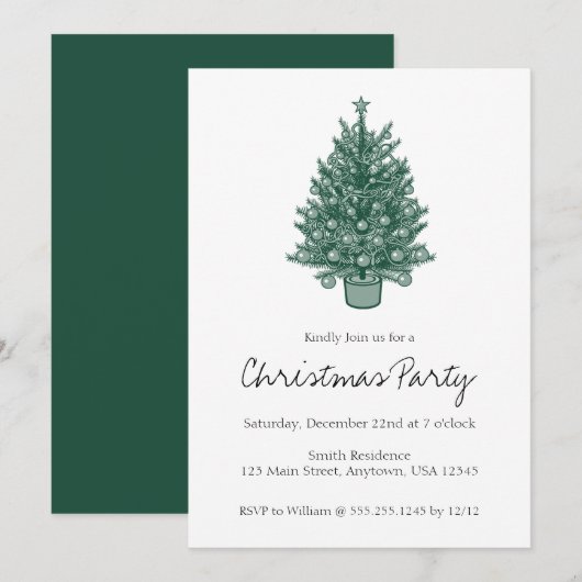 Invitation Retro Vintage fête de Noël (Devant / Derrière)