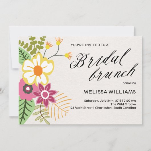 Invitation Retro Vintage Floral (Devant)